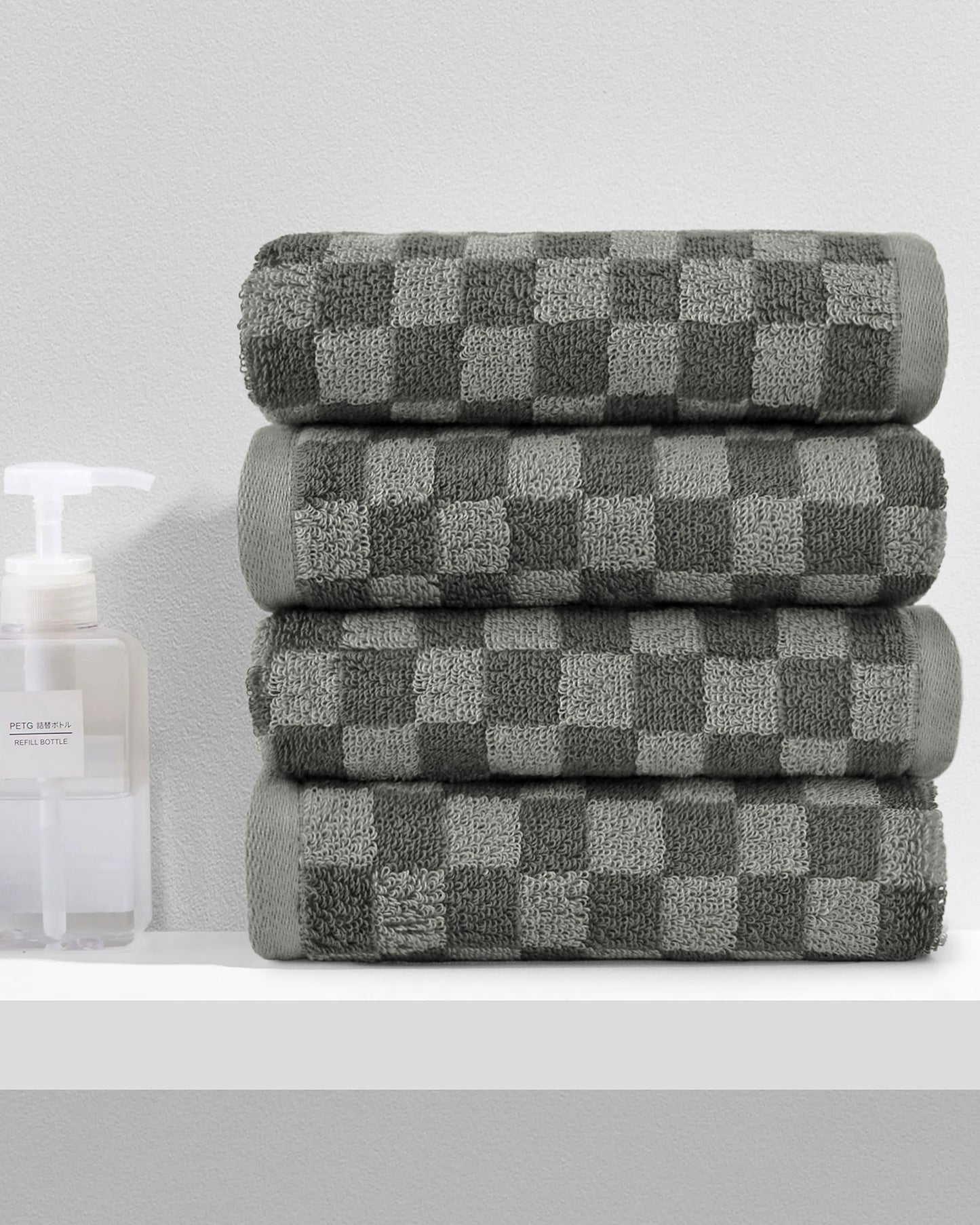 Hand Towels Set of 4 - Cute Nautical Checkered Hand Towel for Bathroom, Kitchen, Pool, Lightweight Cotton, 29” x 13”