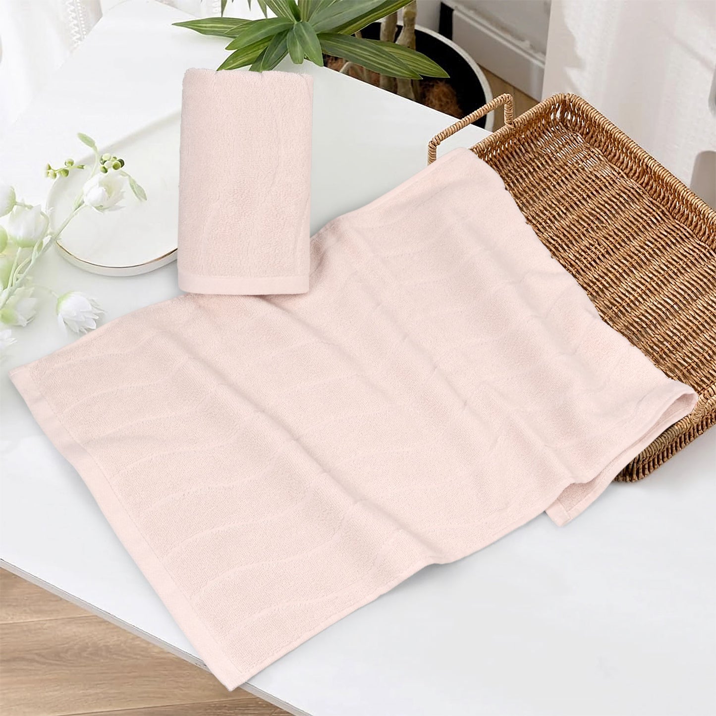 Jacquotha Wavy Striped Cotton Hand Towels, Set of 2, Dry Your Hand Instantly, 13x29 Inches, Mustard Kitchen Bathroom Towel