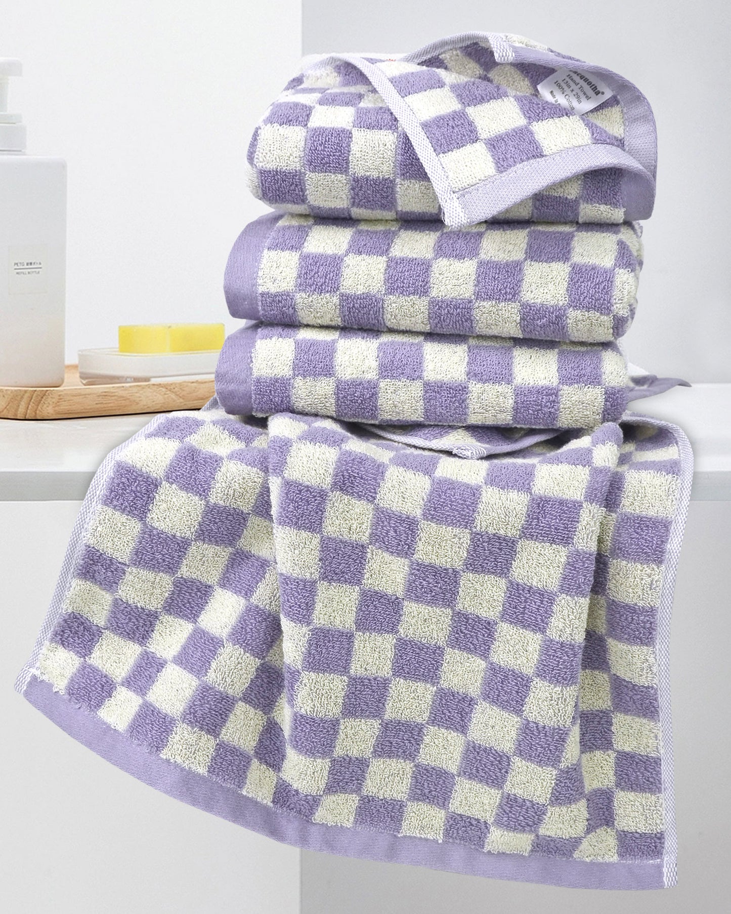 Jacquotha Hand Towels for Bathroom Set of 4 - Cute Checkered Bathroom Towels for Kitchen Decor, Lightweight for Bath Face Body