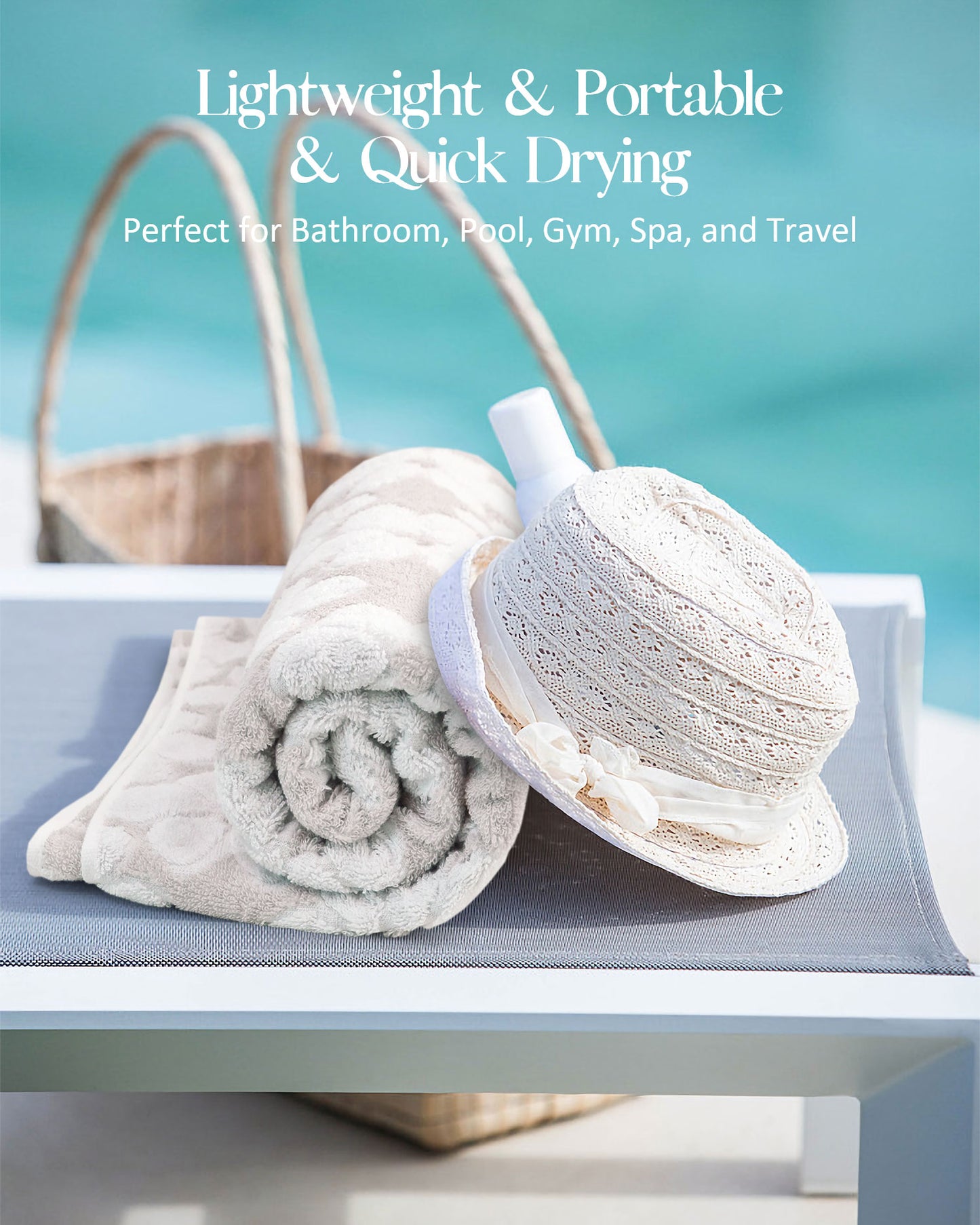 Jacquotha Soft Bath Towels 2 Pack, Super Absorbent Shower Towels 27.5x55 Inches, Cute Floral Jacquard Bathroom Set, Cotton