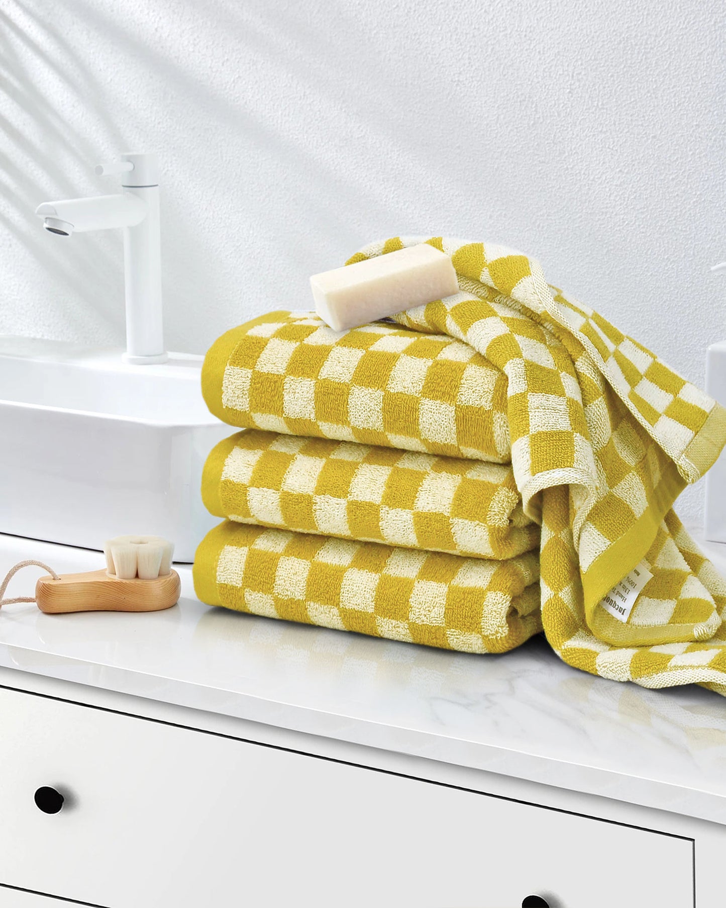 Jacquotha Hand Towels for Bathroom Set of 4 - Cute Checkered Bathroom Towels for Kitchen Decor, Lightweight for Bath Face Body
