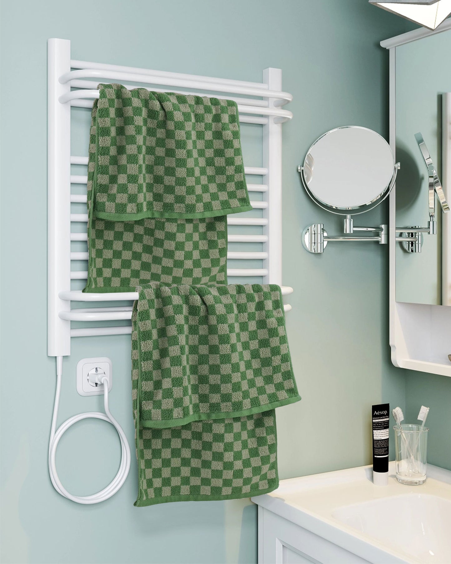 Jacquotha Soft Hand Towels 4 Pack Checkered Face Towel Set for Bathroom Kitchen, Decorative Quick Dry Towel 13x29 Inches