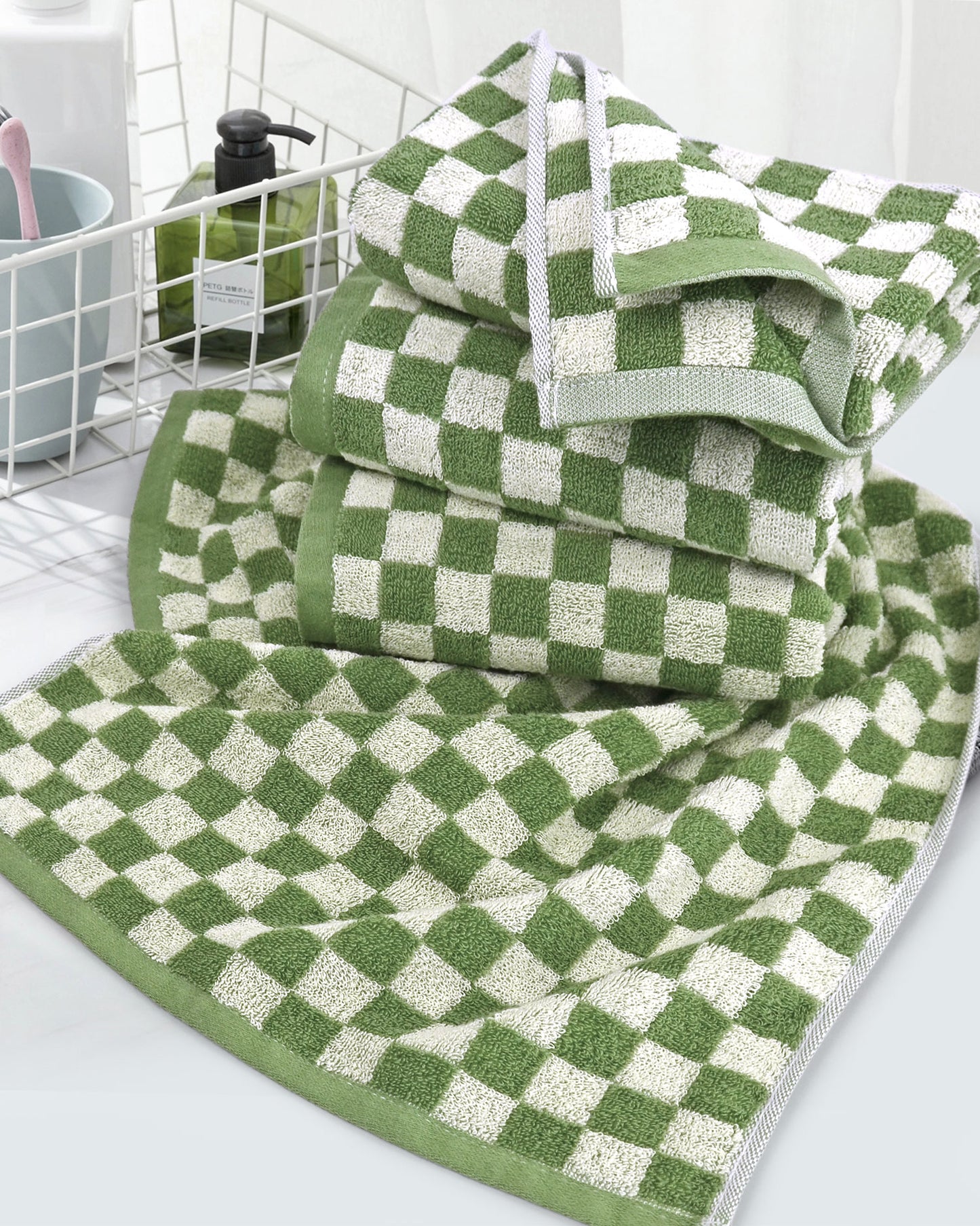Jacquotha Hand Towels for Bathroom Set of 4 - Cute Checkered Bathroom Towels for Kitchen Decor, Lightweight for Bath Face Body