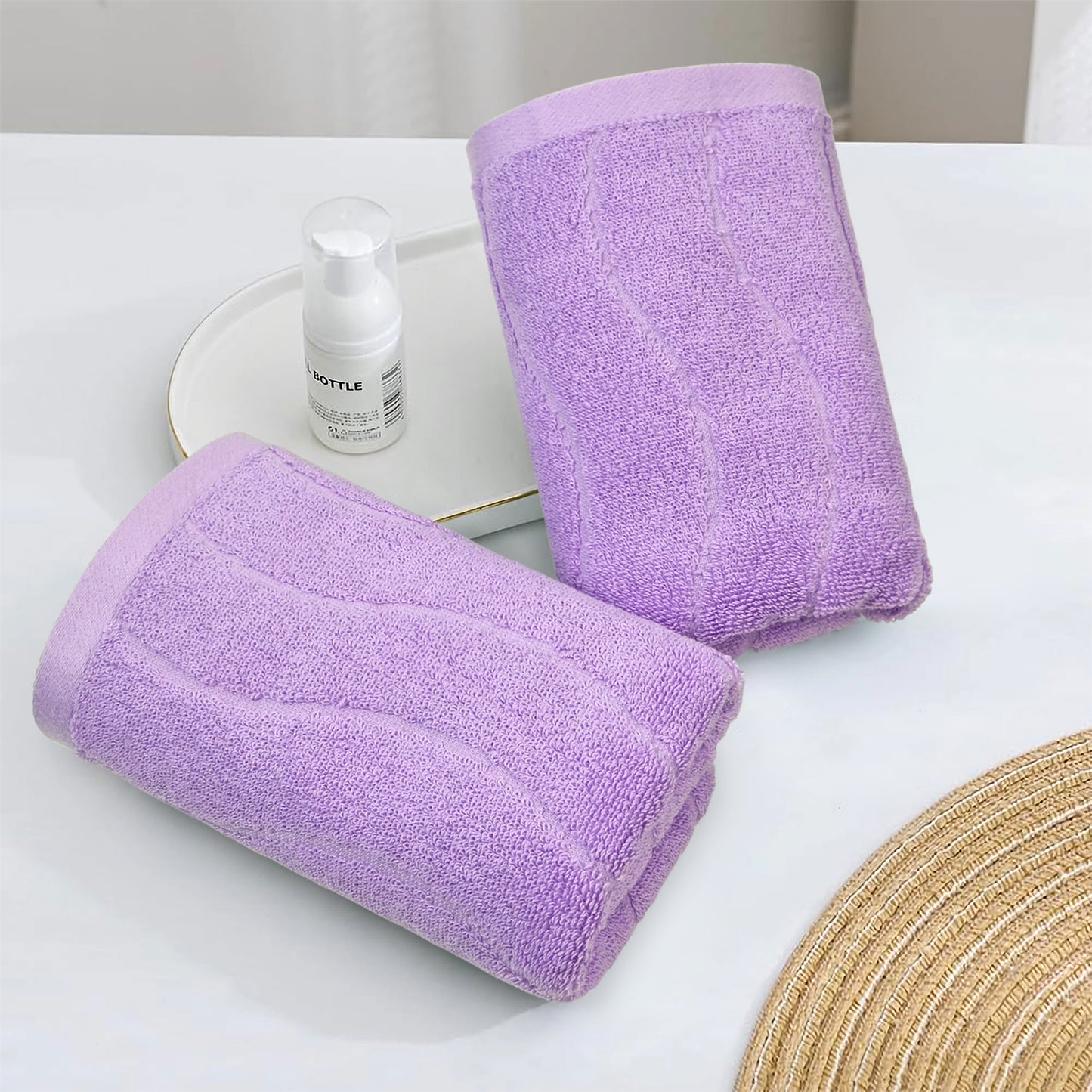 Jacquotha Wavy Striped Cotton Hand Towels, Set of 2, Dry Your Hand Instantly, 13x29 Inches, Mustard Kitchen Bathroom Towel