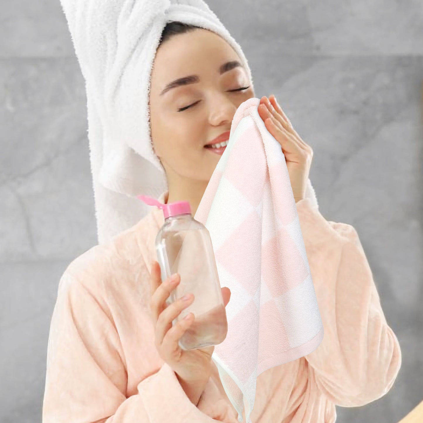 4-Piece Hand Towels Soft & Quick-Drying, 13"x29" Checkered Bathroom Towels for Gym, Guest, Travel, Swim, Neutral & Comfort