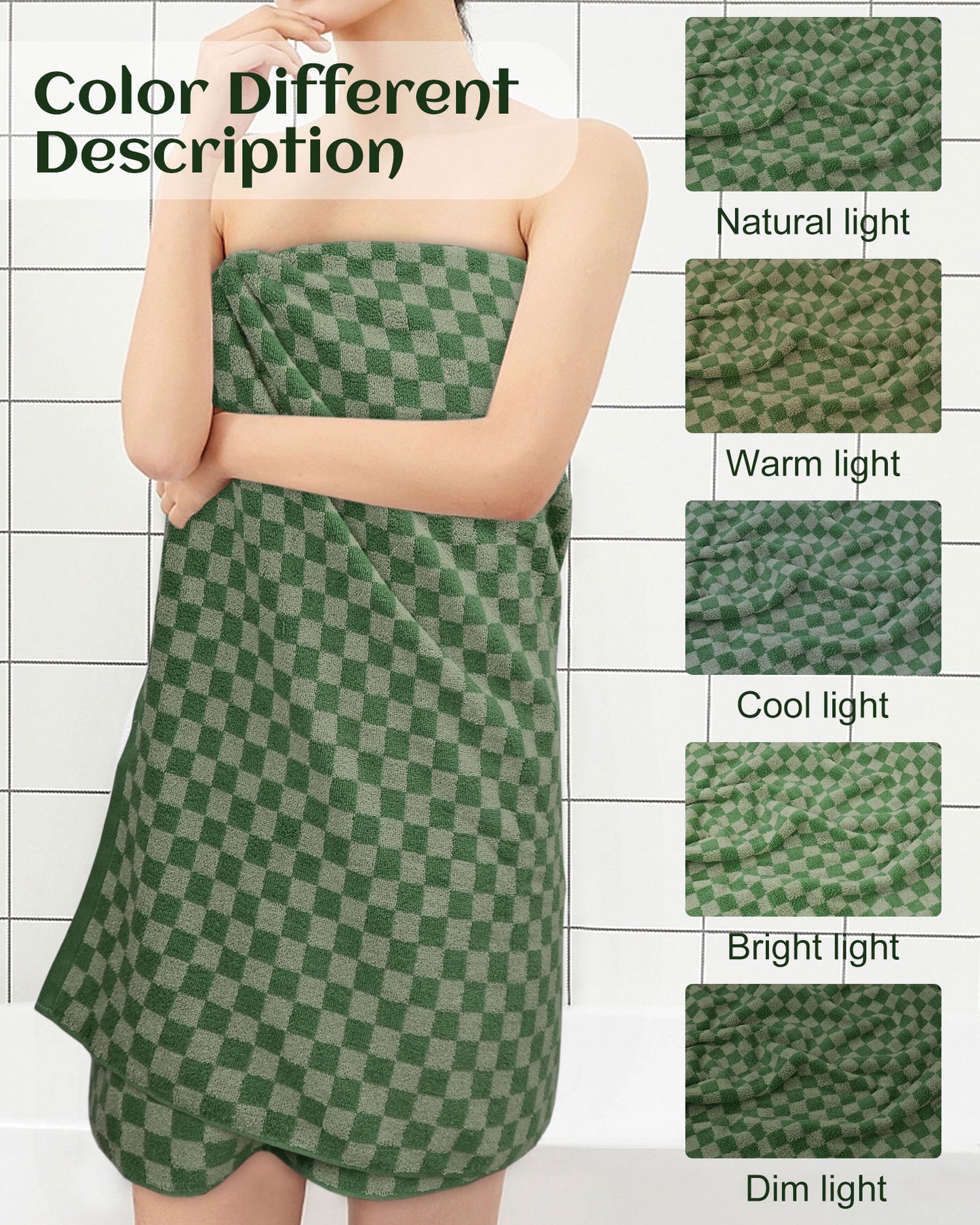 Jacquotha Luxury Bath Towels for Bathroom Checkered (54x28 Inches) - Cotton Soft Absorbent Shower Towels 2 Pack Daily Use Lightweigt, Quick Dry, Decorative