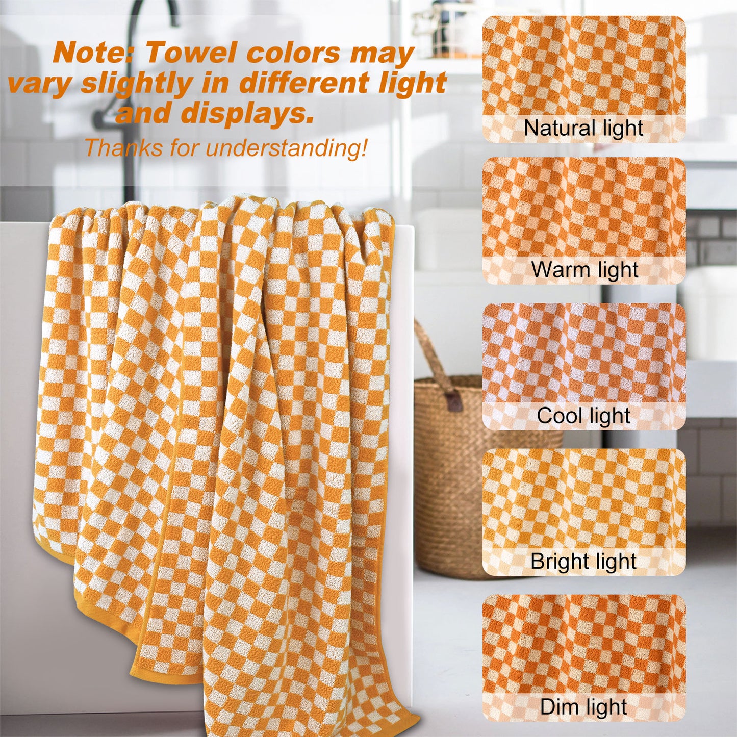 Jacquotha Luxury Bath Towels for Bathroom Checkered (54x28 Inches) - Cotton Soft Absorbent Shower Towels 2 Pack Daily Use Lightweigt, Quick Dry, Decorative