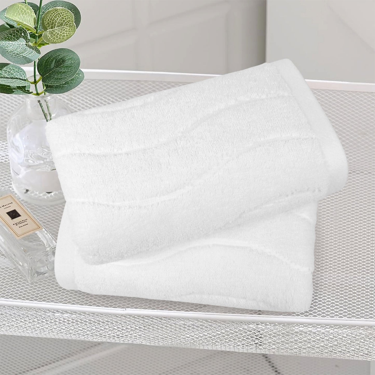 Jacquotha Wavy Striped Cotton Hand Towels, Set of 2, Dry Your Hand Instantly, 13x29 Inches, Mustard Kitchen Bathroom Towel