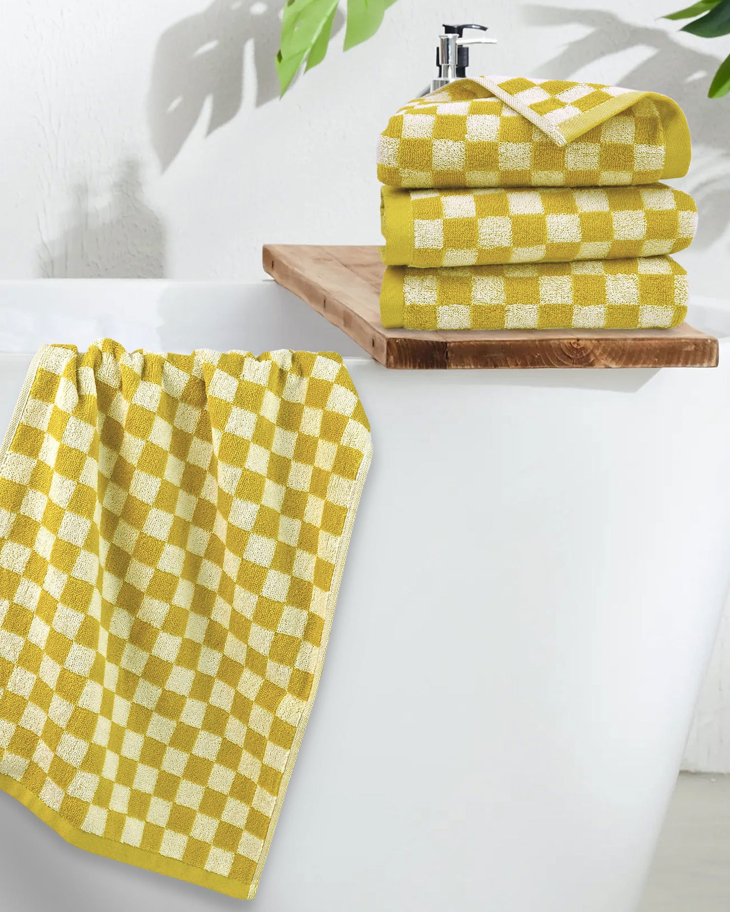 Jacquotha Hand Towels for Bathroom Set of 4 - Cute Checkered Bathroom Towels for Kitchen Decor, Lightweight for Bath Face Body