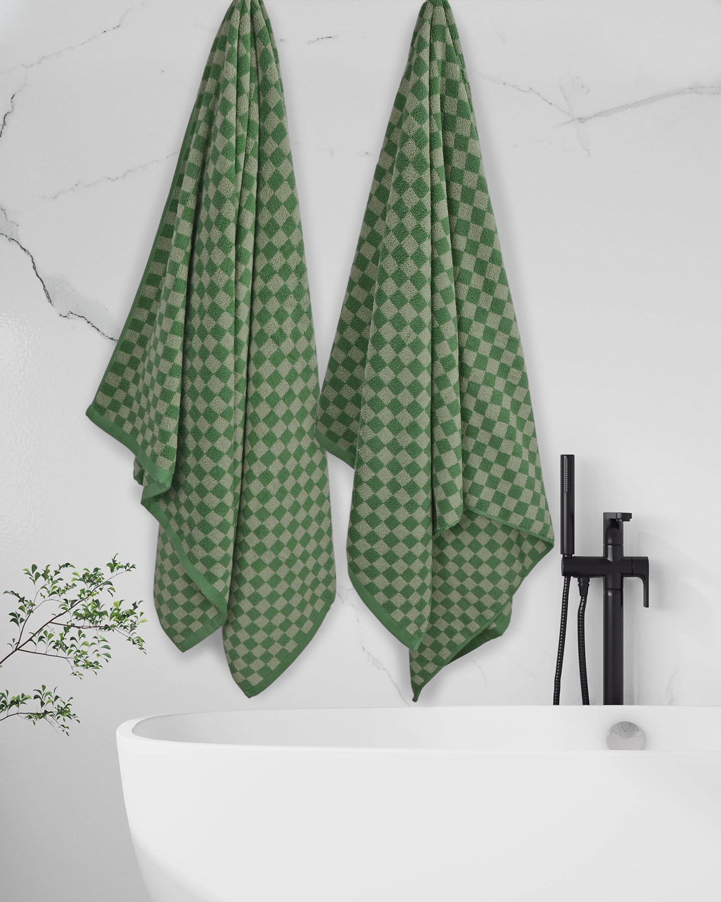 Jacquotha Luxury Bath Towels for Bathroom Checkered (54x28 Inches) - Cotton Soft Absorbent Shower Towels 2 Pack Daily Use Lightweigt, Quick Dry, Decorative
