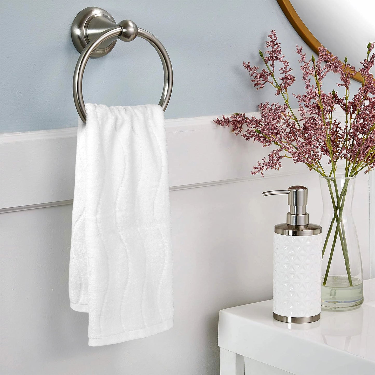 Jacquotha Wavy Striped Cotton Hand Towels, Set of 2, Dry Your Hand Instantly, 13x29 Inches, Mustard Kitchen Bathroom Towel