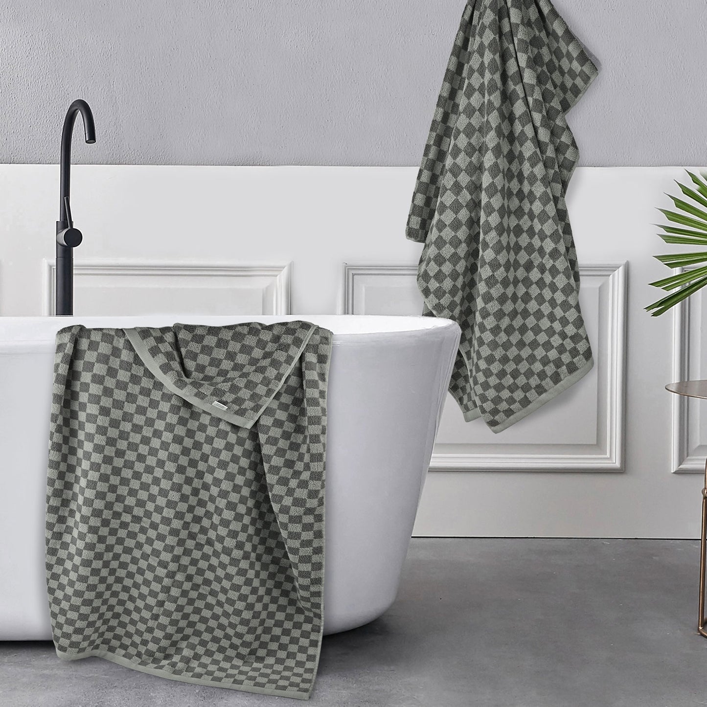 Jacquotha Luxury Bath Towels for Bathroom Checkered (54x28 Inches) - Cotton Soft Absorbent Shower Towels 2 Pack Daily Use Lightweigt, Quick Dry, Decorative