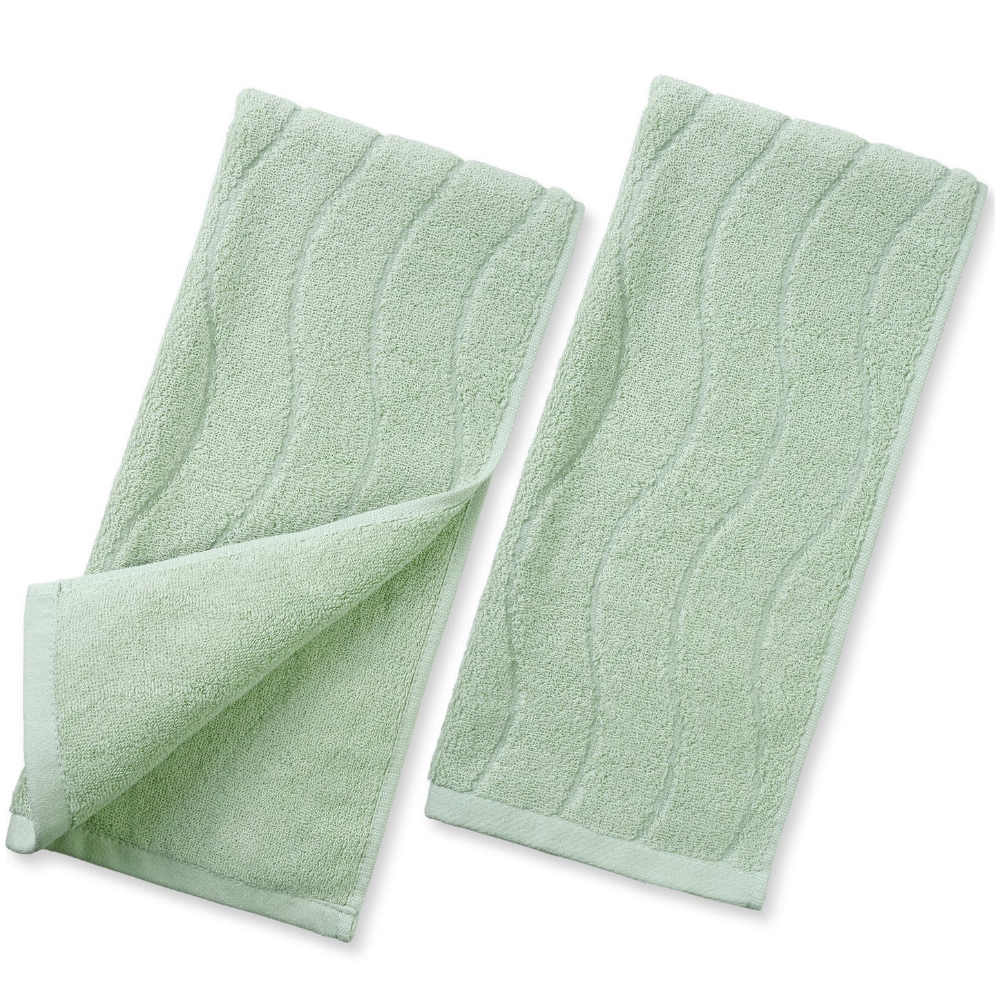 Jacquotha Wavy Striped Cotton Hand Towels, Set of 2, Dry Your Hand Instantly, 13x29 Inches, Mustard Kitchen Bathroom Towel