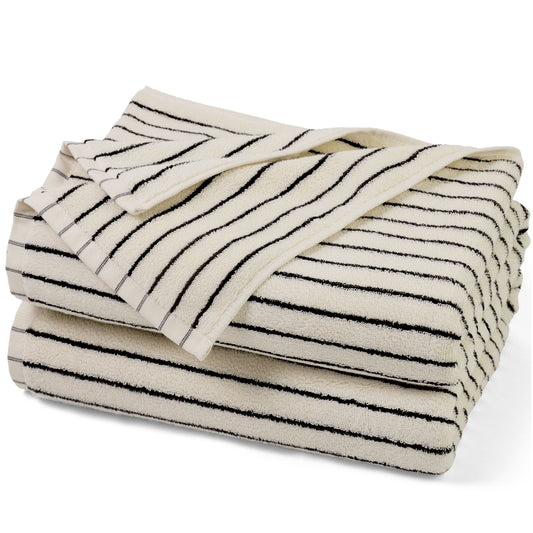 Jacquotha Luxury Striped Bath Towels Set of 2, Lighter & Quick Dry Towels Large 27.5 x 55 inches, Farmhouse for Bathroom, Shower, Christmas Decor