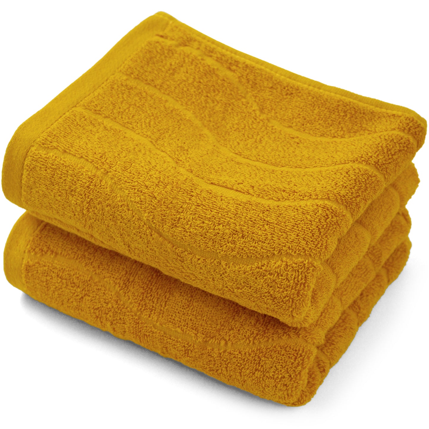 Jacquotha Wavy Striped Cotton Hand Towels, Set of 2, Dry Your Hand Instantly, 13x29 Inches, Mustard Kitchen Bathroom Towel
