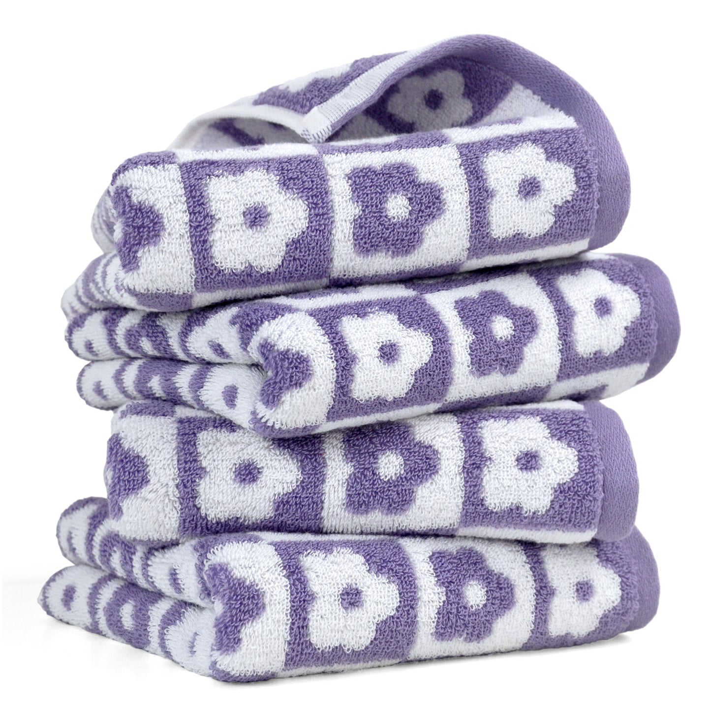 Jacquotha Cotton Hand Towels Checkered Floral - Quick Drying Hand Towel Set of 4, for Women Girls Bathroom Decor, 29” x 13”