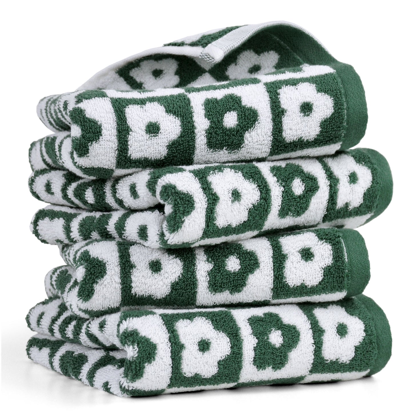 Jacquotha Cotton Hand Towels Checkered Floral - Quick Drying Hand Towel Set of 4, for Women Girls Bathroom Decor, 29” x 13”