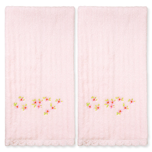 Jacquotha Floral Hand Towels Set of 2 - Quick Dry Soft Cute Bathroom Kitchen Towels, Summer & Spring Decor, 13x29 Inches, Cream