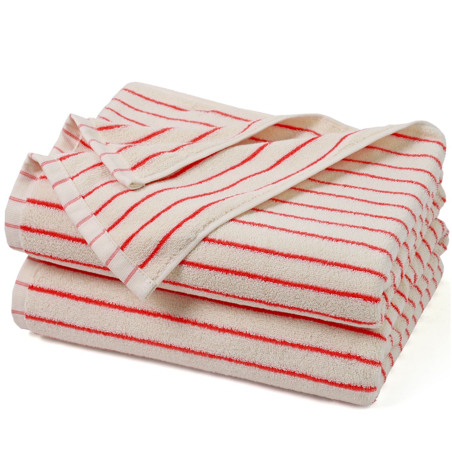 Jacquotha Luxury Striped Bath Towels Set of 2, Lighter & Quick Dry Towels Large 27.5 x 55 inches, Farmhouse for Bathroom, Shower, Christmas Decor