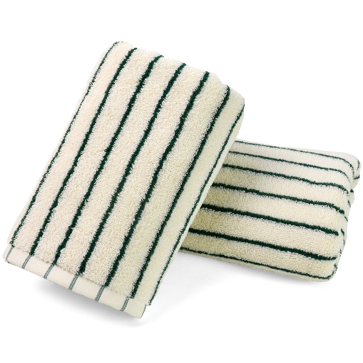 Jacquotha Green Striped Hand Towels for Kitchen, Vintage Bathroom Decor, Natural Cotton Tea Towel, 14” x 29”
