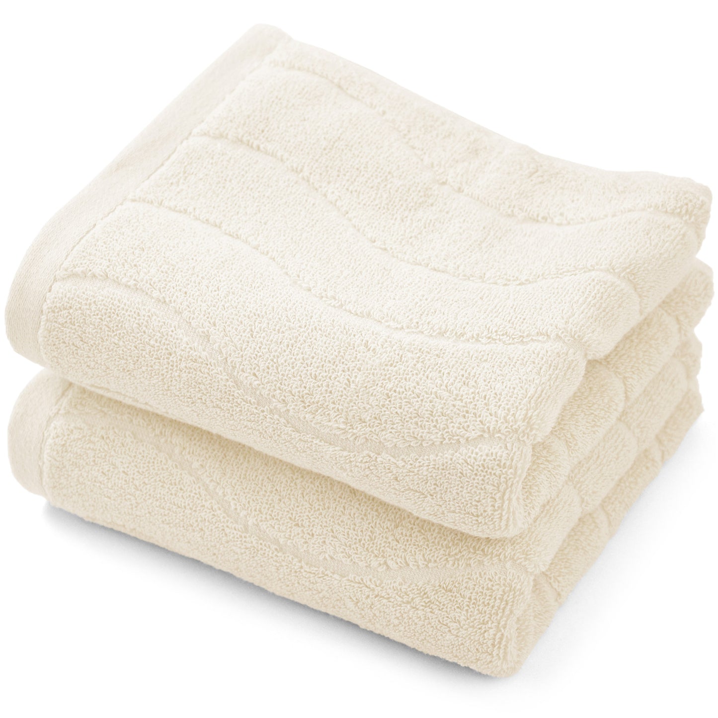 Jacquotha Wavy Striped Cotton Hand Towels, Set of 2, Dry Your Hand Instantly, 13x29 Inches, Mustard Kitchen Bathroom Towel