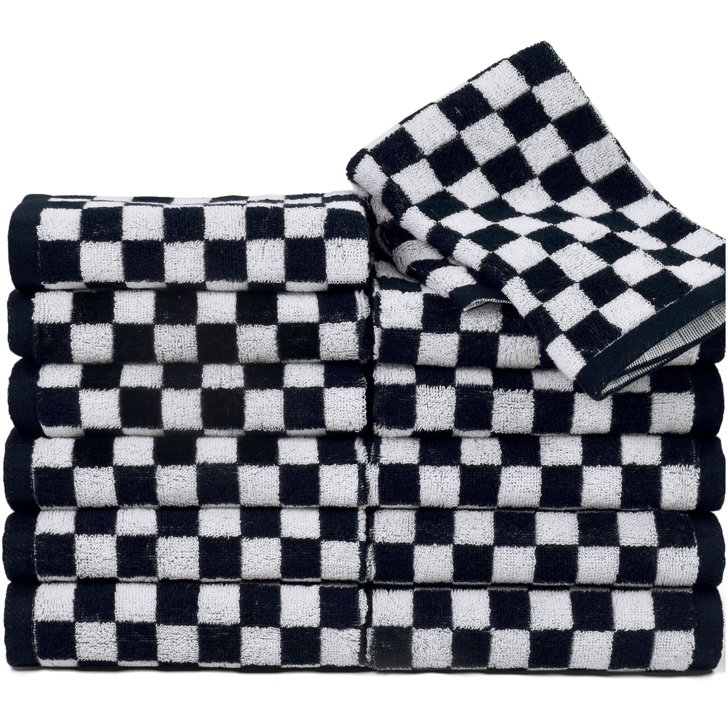 Jacquotha Washcloths 12 Pack Checkered - Wash Cloths for Showering (13"x13"), Multi-Purpose Bathroom Face Cloths, Soft and Cute