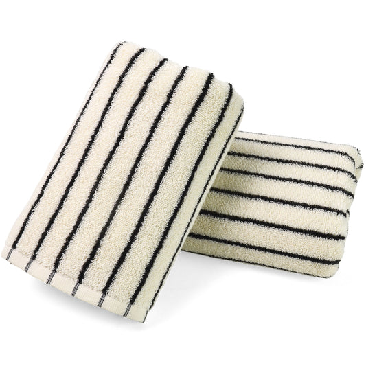 Jacquotha Black and White Striped Hand Towels for Bathroom, Vintage Kitchen Decor, Guest Use, Adults & Kids, Natural Cotton, 14” x 29”
