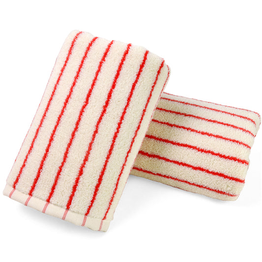 Jacquotha Striped Hand Towels Set of 2, Vintage Bathroom & Kitchen Decor, Guest Use, Soft Gentle for Adults Kids, Natural Cotton, 14” x 29”, Coral Red