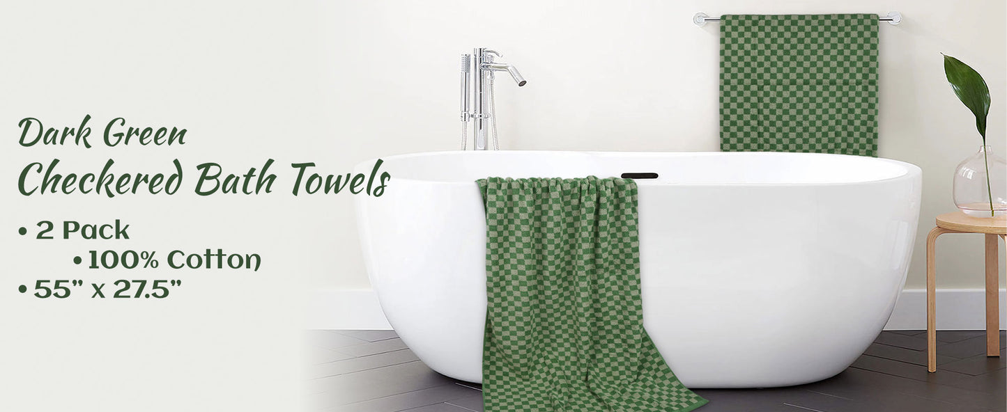 Jacquotha Luxury Bath Towels for Bathroom Checkered (54x28 Inches) - Cotton Soft Absorbent Shower Towels 2 Pack Daily Use Lightweigt, Quick Dry, Decorative