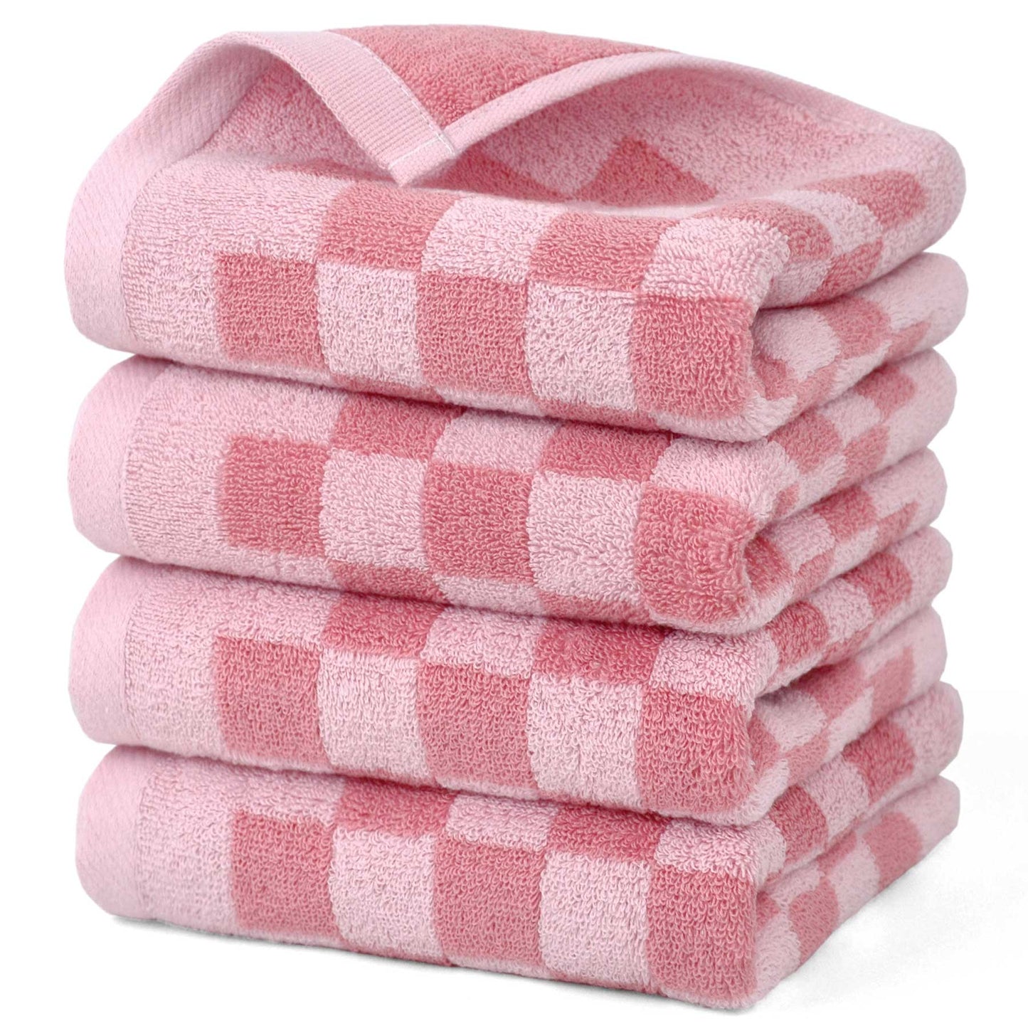 Jacquotha Soft Cotton Hand Towels in Checkered - 4 Pack Lightweight Absorbent Towels for Hand Drying and Face Washing, for Women Girls Wife Daughter, 29x13 Inches