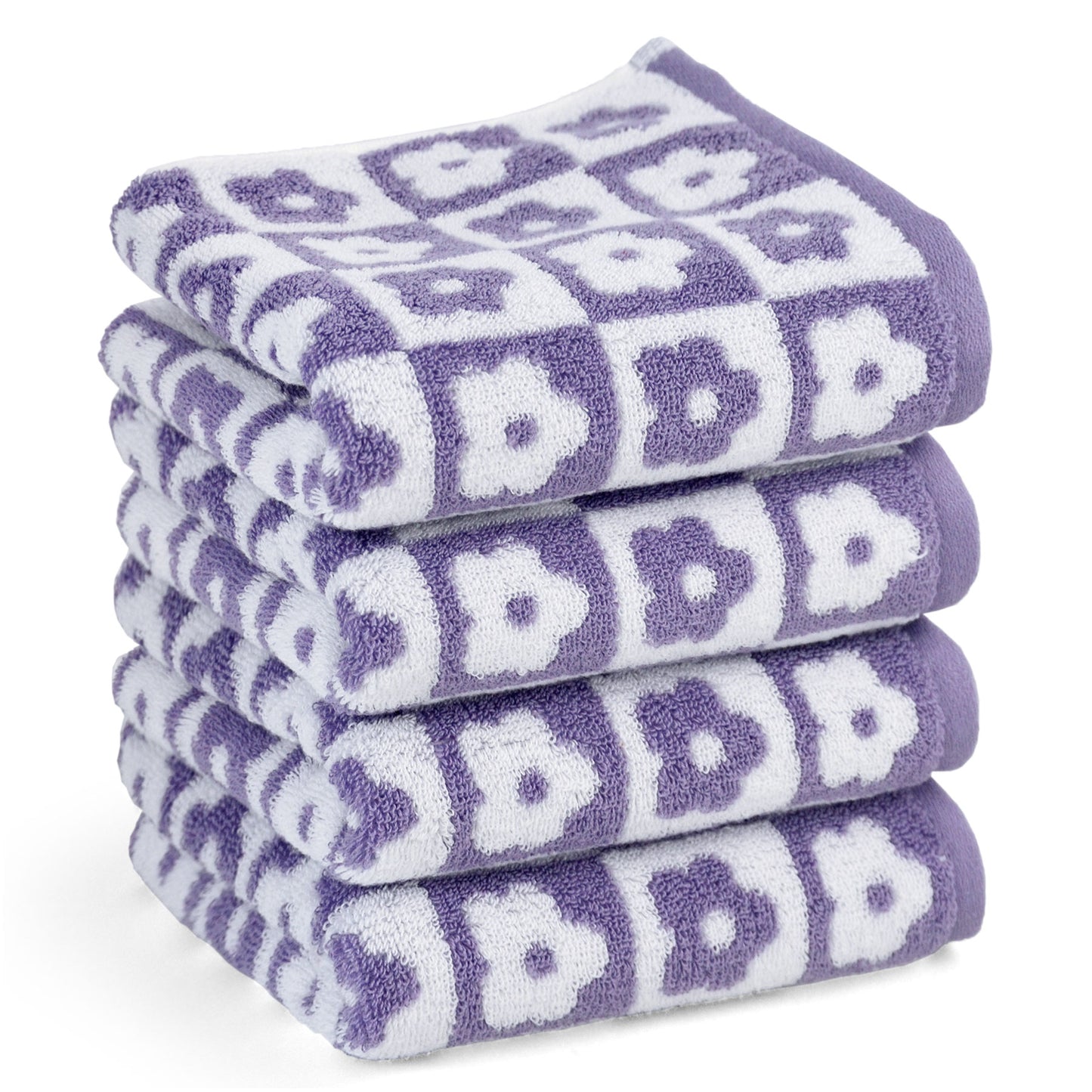 Jacquotha Cotton Hand Towels Checkered Floral - Quick Drying Hand Towel Set of 4, for Women Girls Bathroom Decor, 29” x 13”