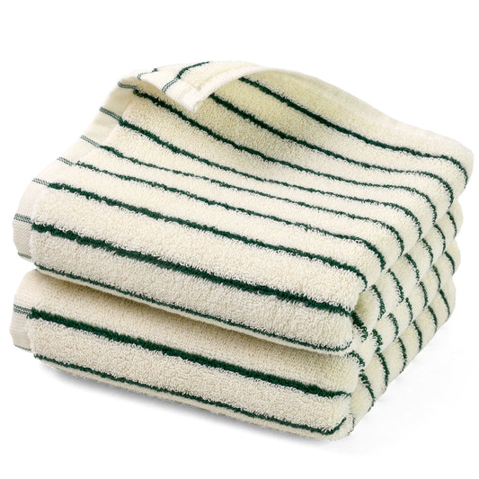 Jacquotha Green Striped Hand Towels for Kitchen, Vintage Bathroom Decor, Natural Cotton Tea Towel, 14” x 29”