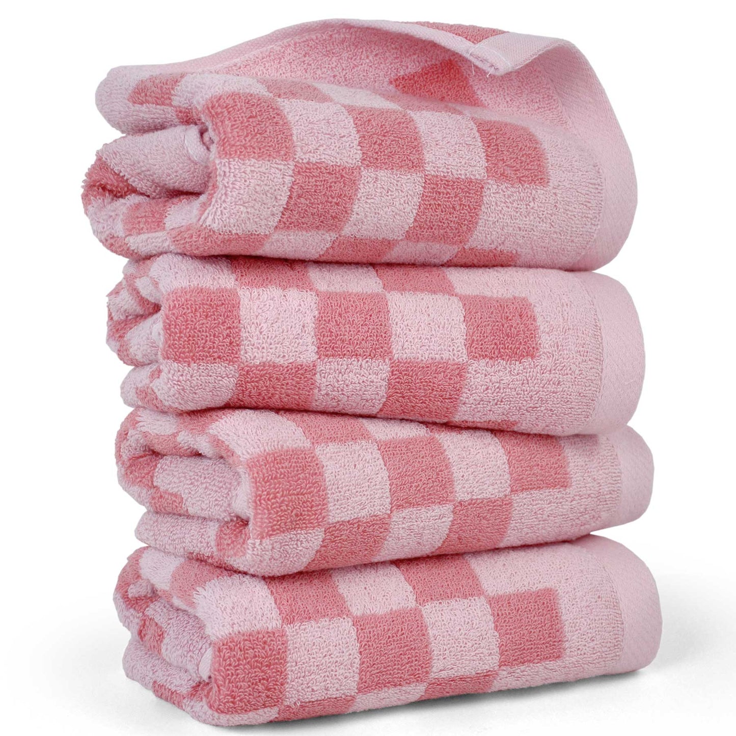 Jacquotha Soft Cotton Hand Towels in Checkered - 4 Pack Lightweight Absorbent Towels for Hand Drying and Face Washing, for Women Girls Wife Daughter, 29x13 Inches