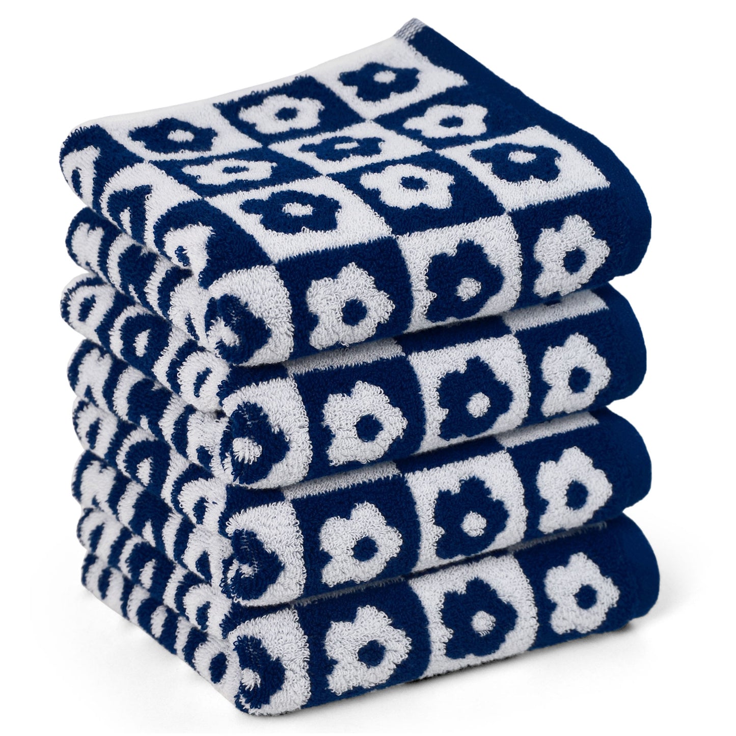 Jacquotha Cotton Hand Towels Checkered Floral - Quick Drying Hand Towel Set of 4, for Women Girls Bathroom Decor, 29” x 13”