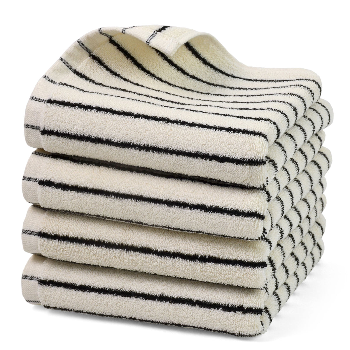 Jacquotha Black and White Striped Hand Towels for Bathroom, Vintage Kitchen Decor, Guest Use, Adults & Kids, Natural Cotton, 14” x 29”