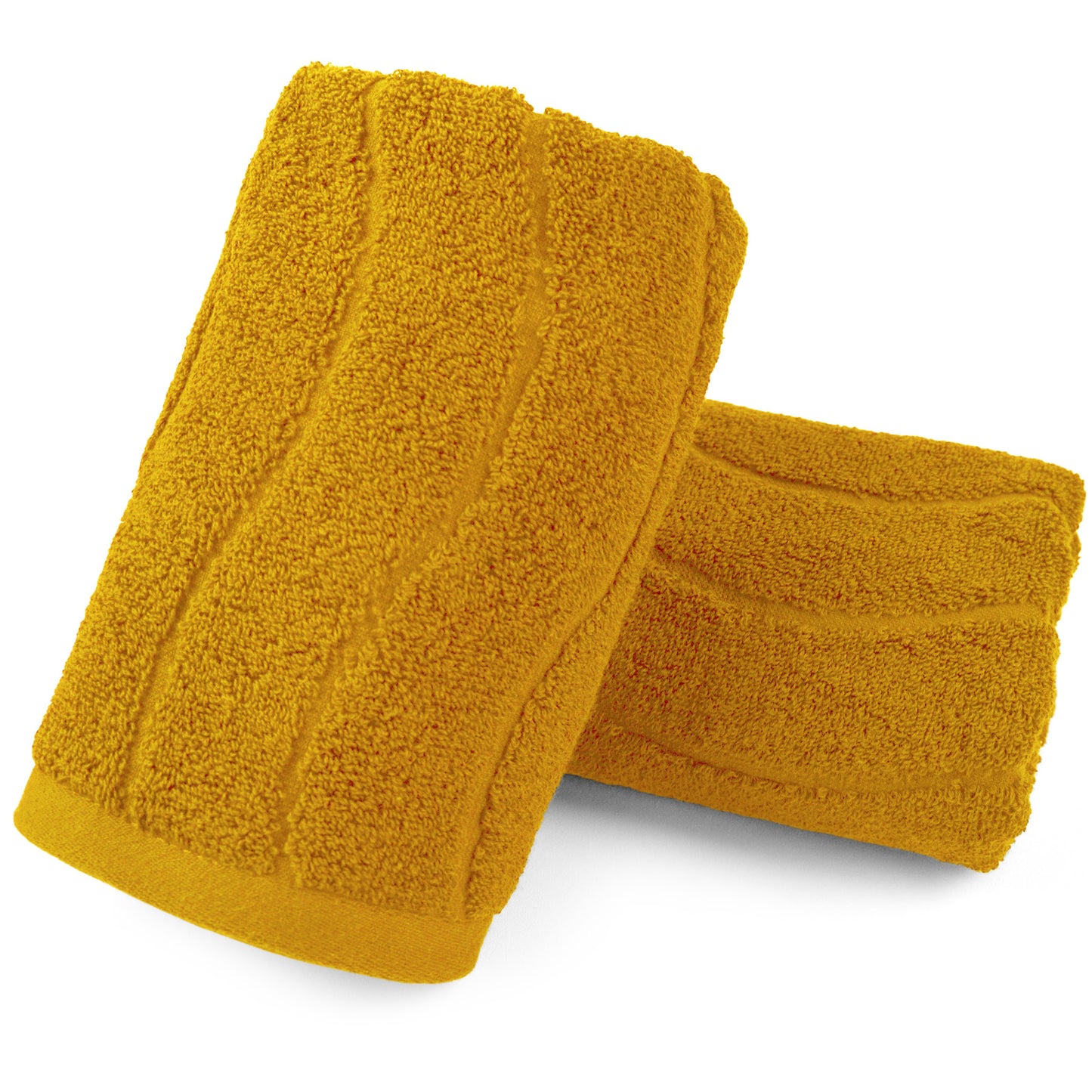 Jacquotha Wavy Striped Cotton Hand Towels, Set of 2, Dry Your Hand Instantly, 13x29 Inches, Mustard Kitchen Bathroom Towel