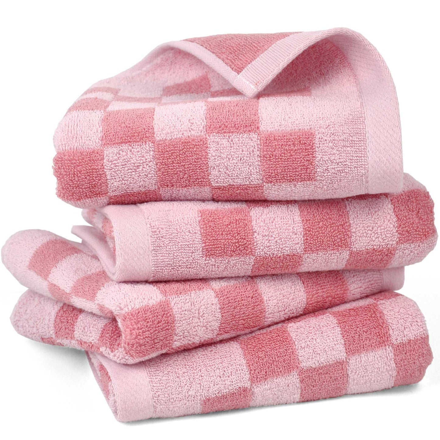 Jacquotha Soft Cotton Hand Towels in Checkered - 4 Pack Lightweight Absorbent Towels for Hand Drying and Face Washing, for Women Girls Wife Daughter, 29x13 Inches
