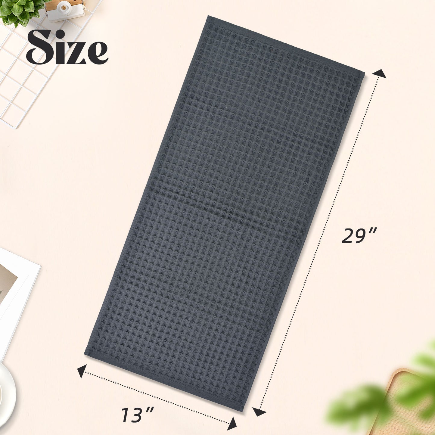 Jacquotha Waffle Hand Towels 2-Piece – Cotton, Quick Dry, Lint Free, 13” x 29”