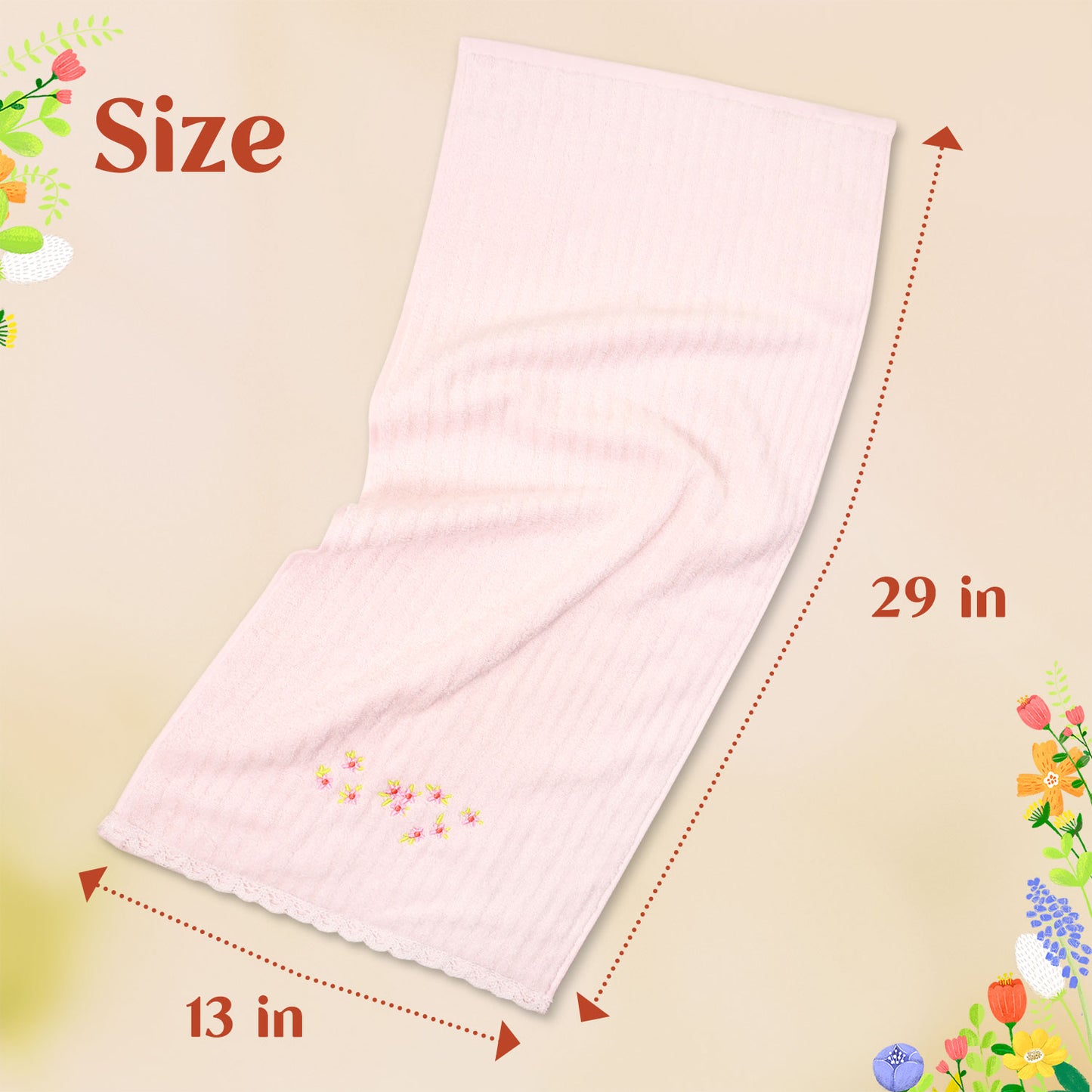 Jacquotha Floral Hand Towels Set of 2 - Quick Dry Soft Cute Bathroom Kitchen Towels, Summer & Spring Decor, 13x29 Inches, Cream