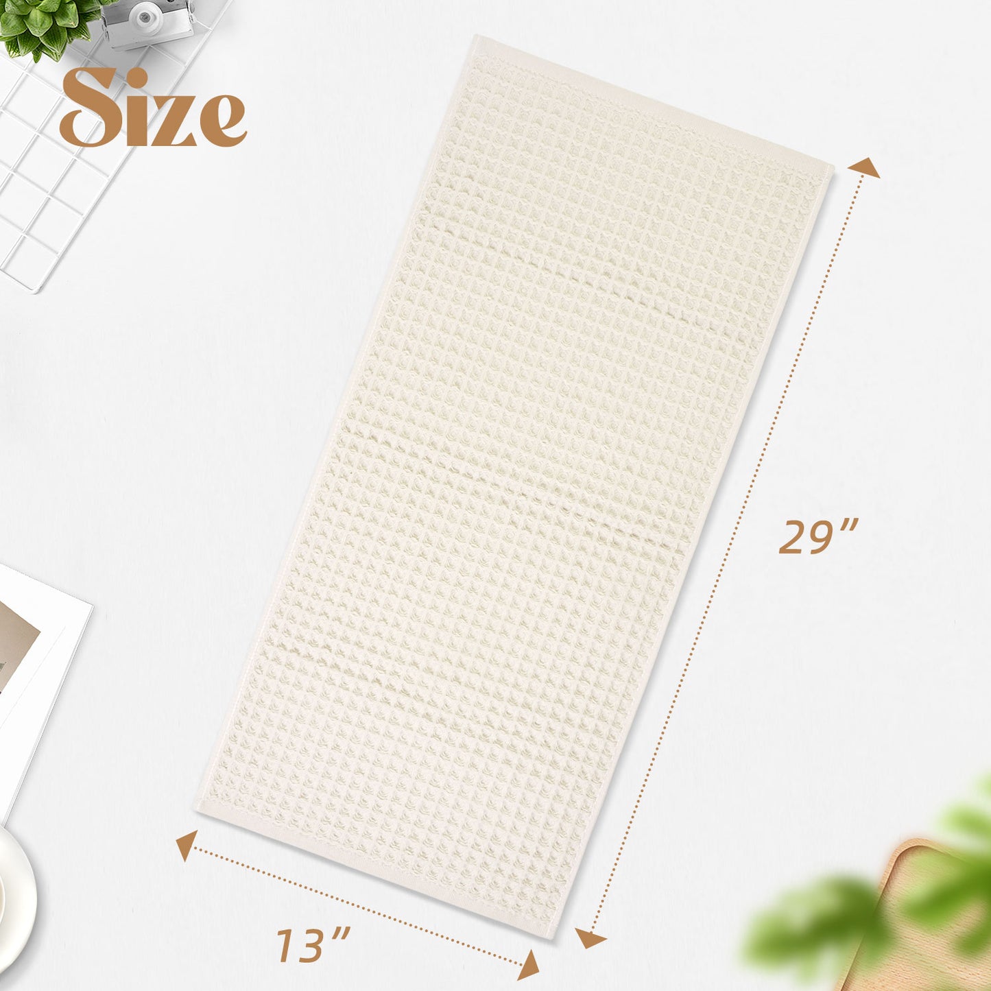 Jacquotha Waffle Hand Towels 2-Piece – Cotton, Quick Dry, Lint Free, 13” x 29”