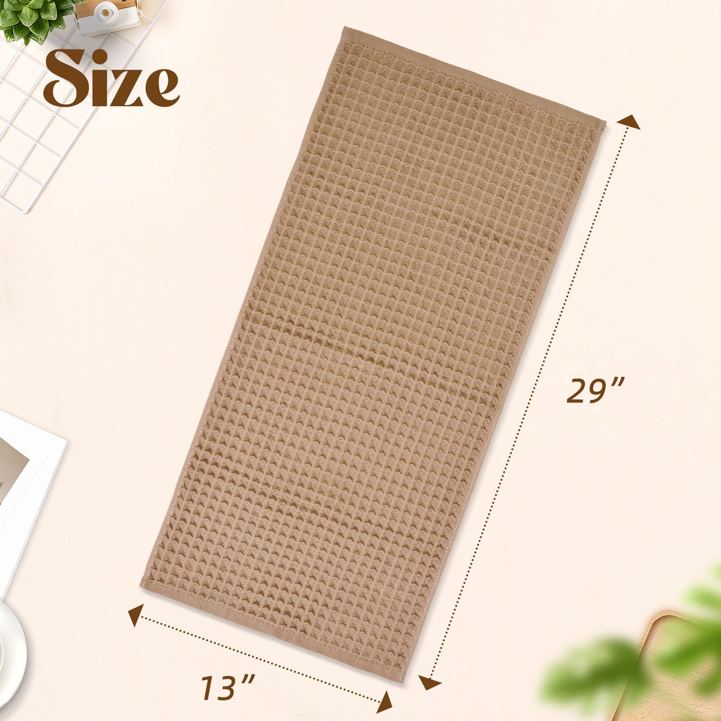 Jacquotha Waffle Hand Towels 2-Piece – Cotton, Quick Dry, Lint Free, 13” x 29”