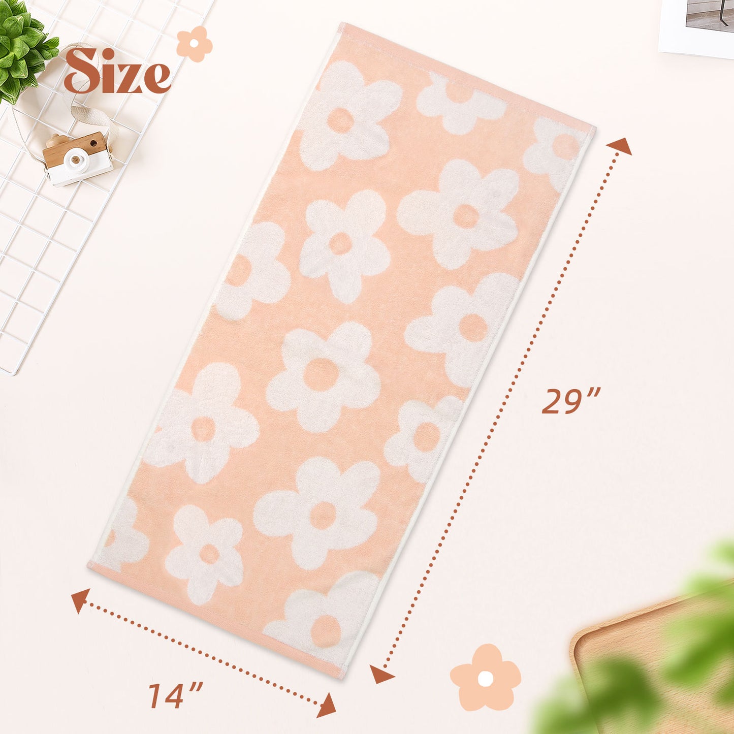 Jacquotha Floral Hand Towels for Bathroom - 2 Pack Cotton Face Towels 13" x 28", Soft Decorative with Cute Daisy Prints for Guest Room, Kitchen Decor