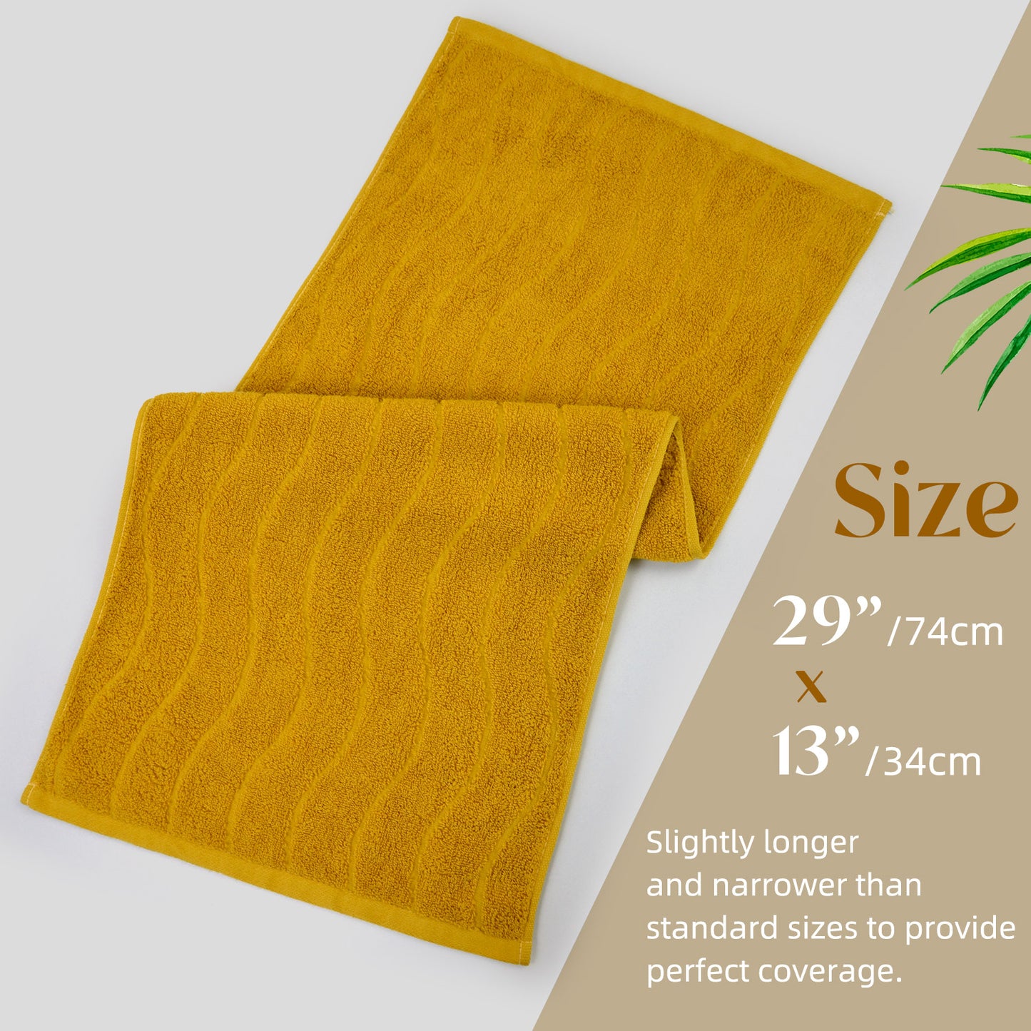 Jacquotha Wavy Striped Cotton Hand Towels, Set of 2, Dry Your Hand Instantly, 13x29 Inches, Mustard Kitchen Bathroom Towel