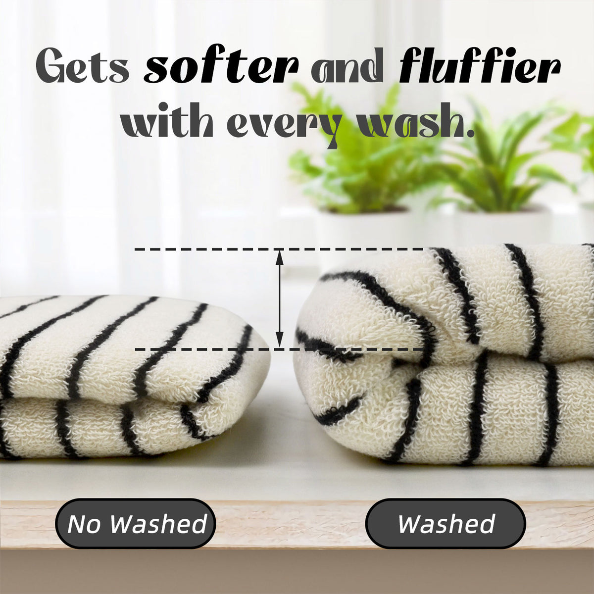 Jacquotha Black and White Striped Hand Towels for Bathroom, Vintage Kitchen Decor, Guest Use, Adults & Kids, Natural Cotton, 14” x 29”
