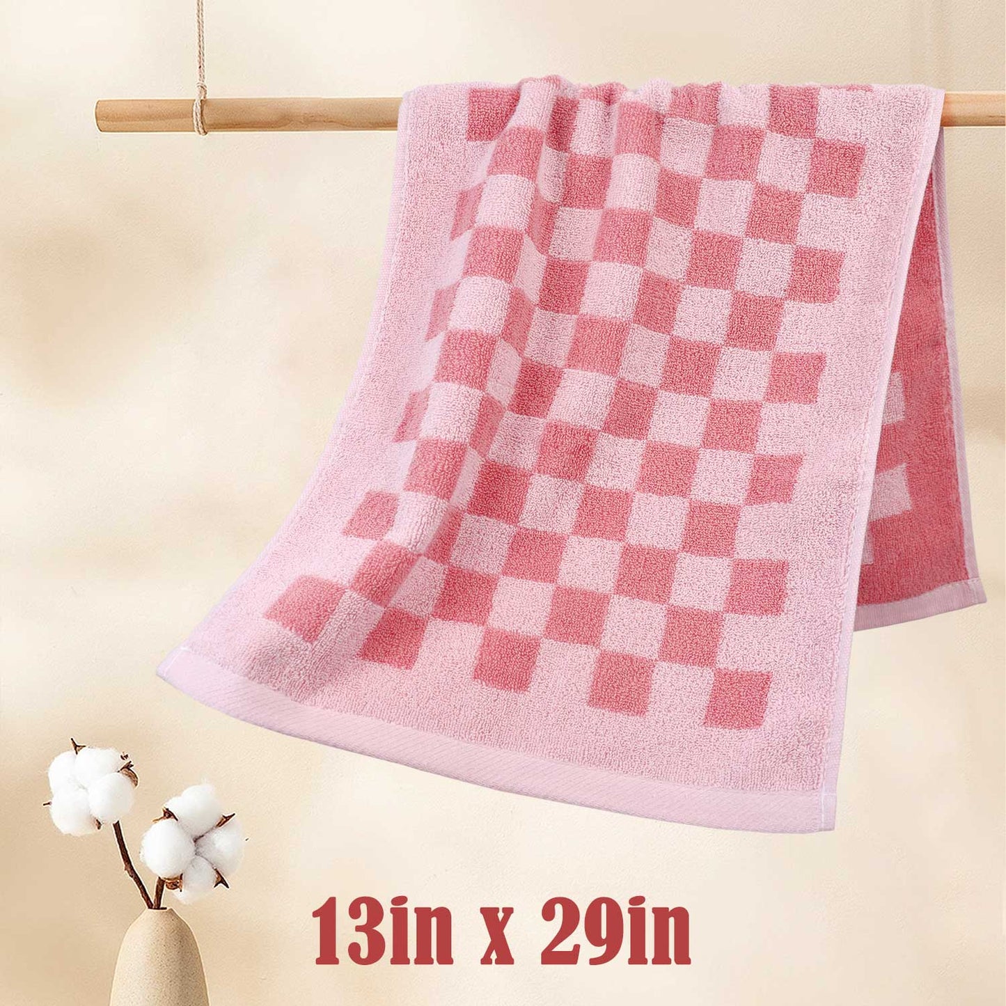 Jacquotha Soft Cotton Hand Towels in Checkered - 4 Pack Lightweight Absorbent Towels for Hand Drying and Face Washing, for Women Girls Wife Daughter, 29x13 Inches
