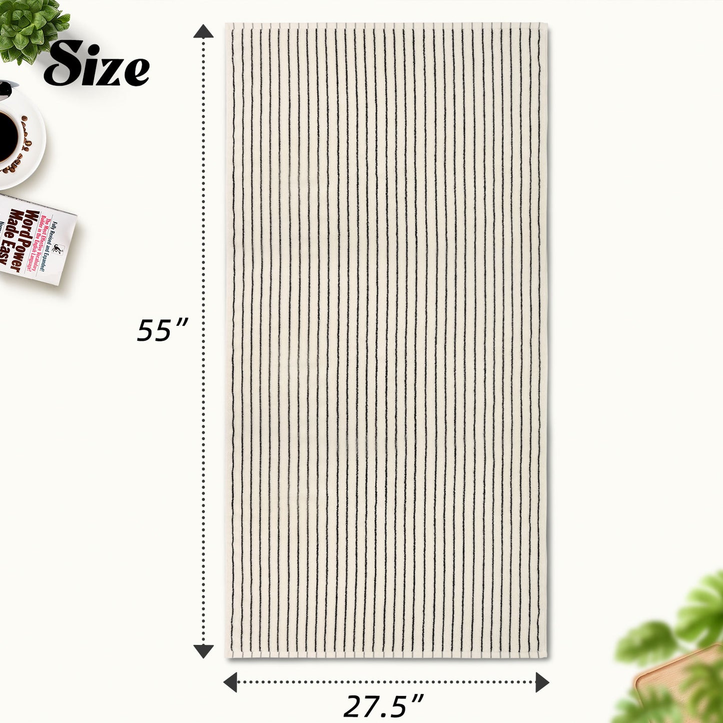 Jacquotha Luxury Striped Bath Towels Set of 2, Lighter & Quick Dry Towels Large 27.5 x 55 inches, Farmhouse for Bathroom, Shower, Christmas Decor