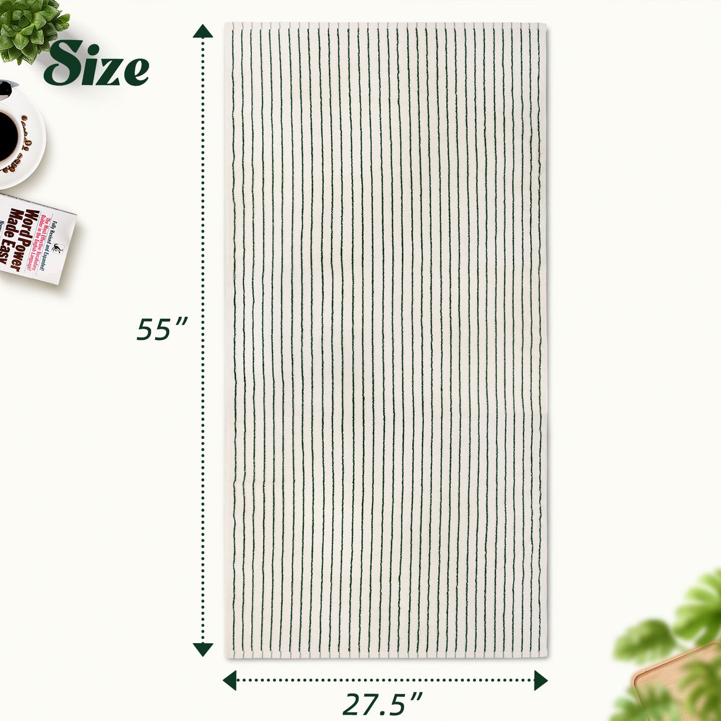Jacquotha Luxury Striped Bath Towels Set of 2, Lighter & Quick Dry Towels Large 27.5 x 55 inches, Farmhouse for Bathroom, Shower, Christmas Decor