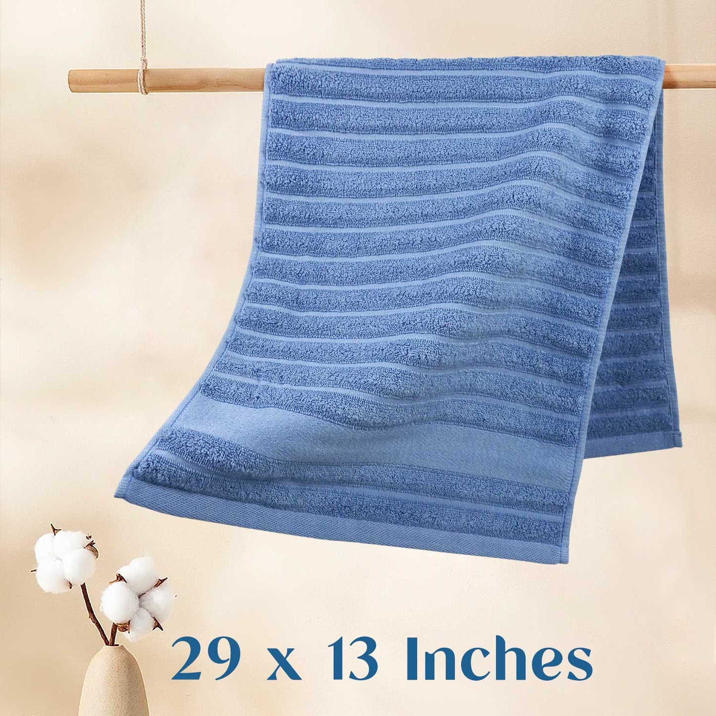 Jacquotha 2-Pack Hand Towels Ribbed – Kitchen & Bathroom Premium Cotton Towels 13” x 29”, Soft and Quick Drying 480 GSM