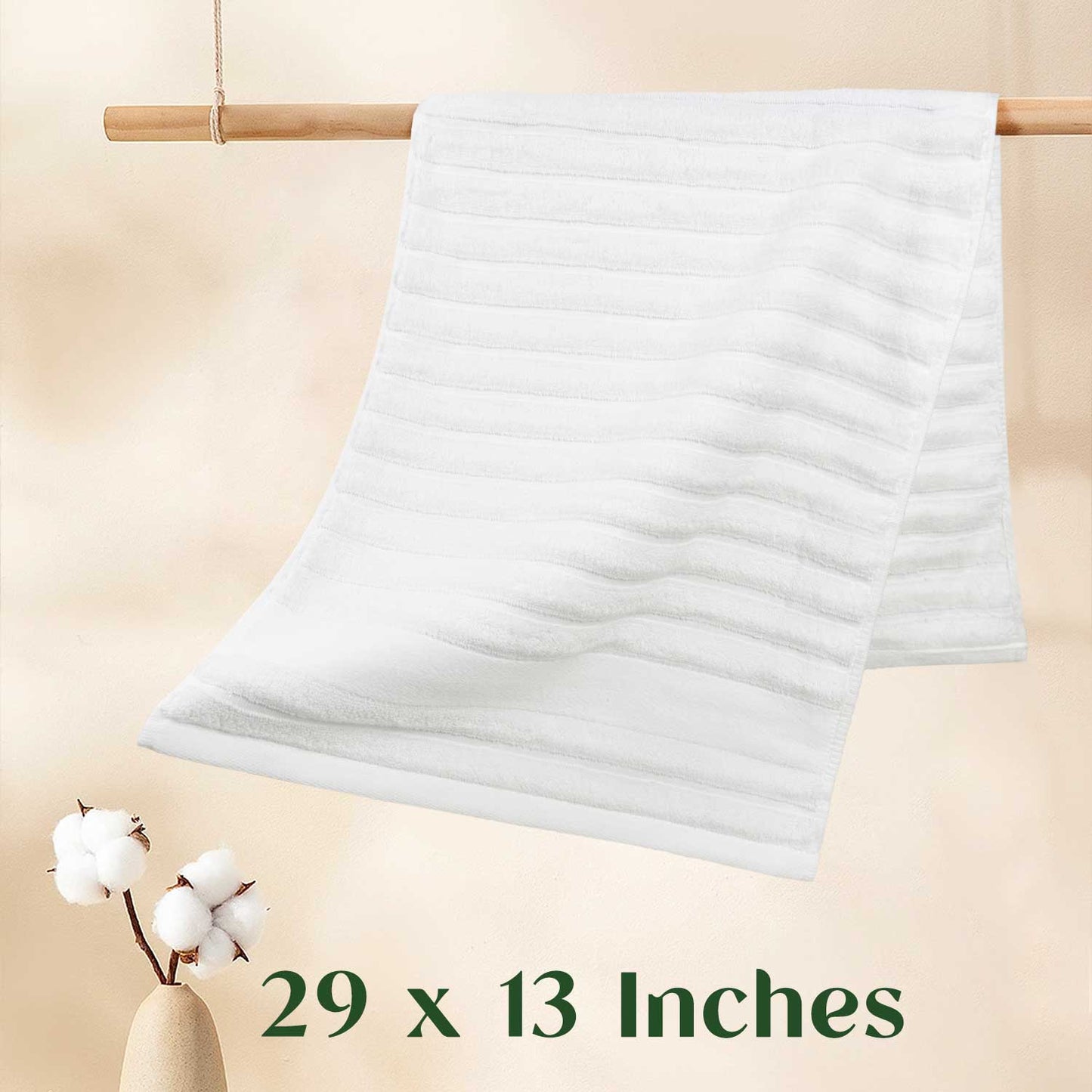 Jacquotha 2-Pack Hand Towels Ribbed – Kitchen & Bathroom Premium Cotton Towels 13” x 29”, Soft and Quick Drying 480 GSM