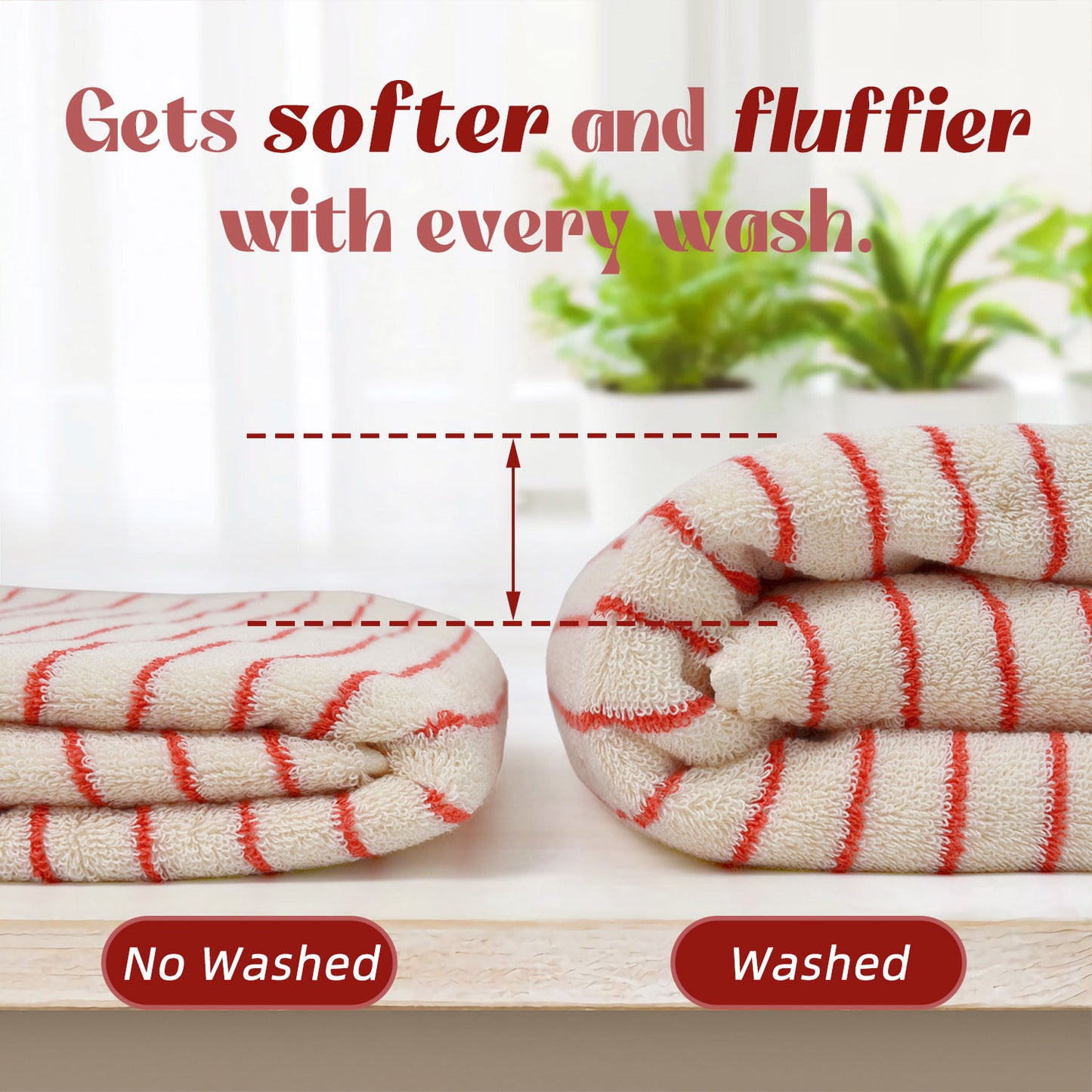 Jacquotha Luxury Striped Bath Towels Set of 2, Lighter & Quick Dry Towels Large 27.5 x 55 inches, Farmhouse for Bathroom, Shower, Christmas Decor